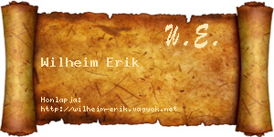Wilheim Erik névjegykártya
